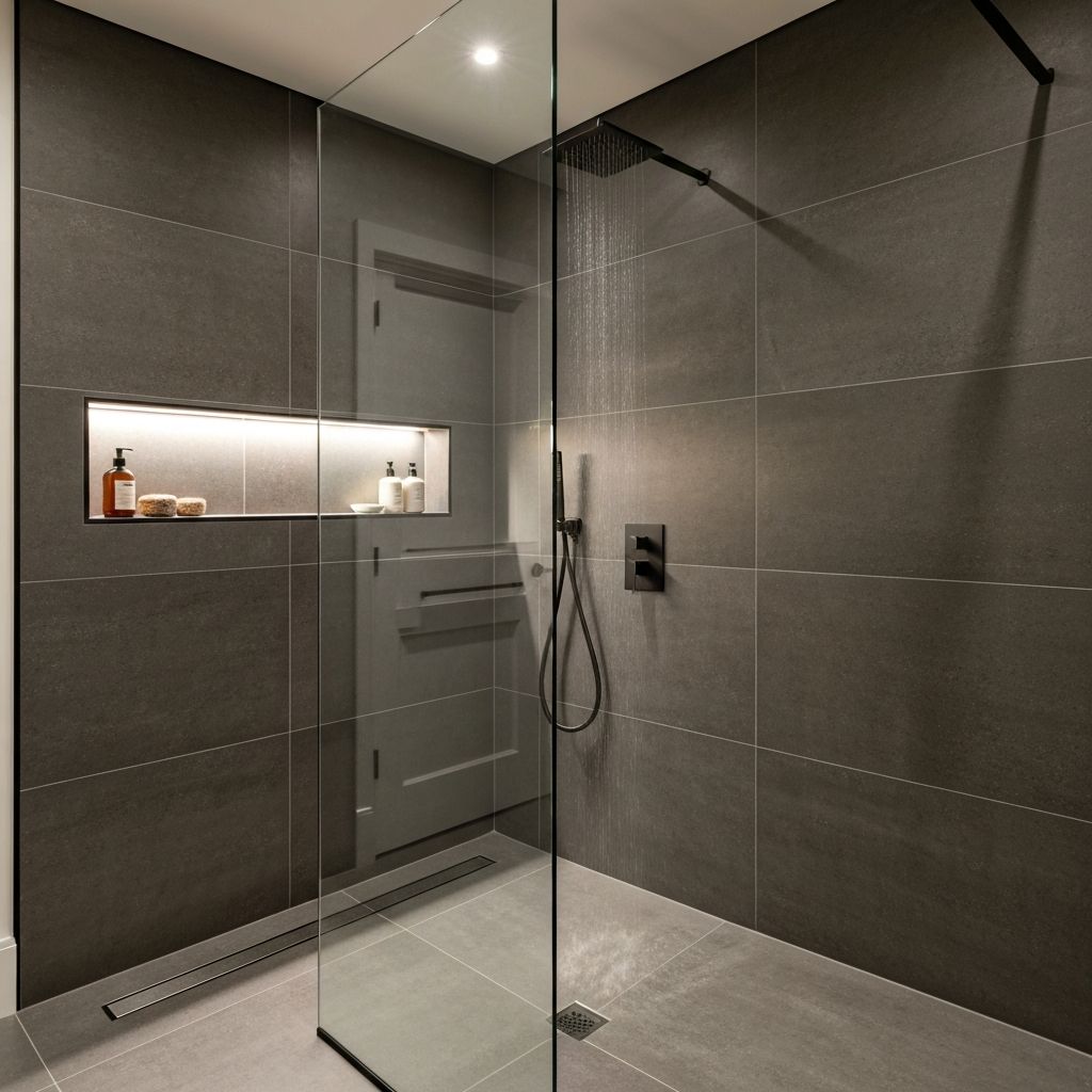 Luksusowa łazienka z prysznicem bezprogowym